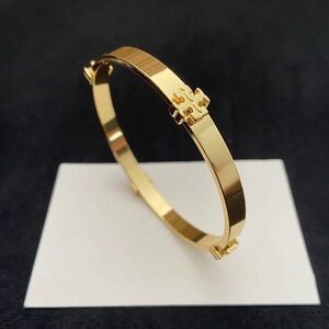 Tory Burch Gold Logo Hinged Bangle Bracelet